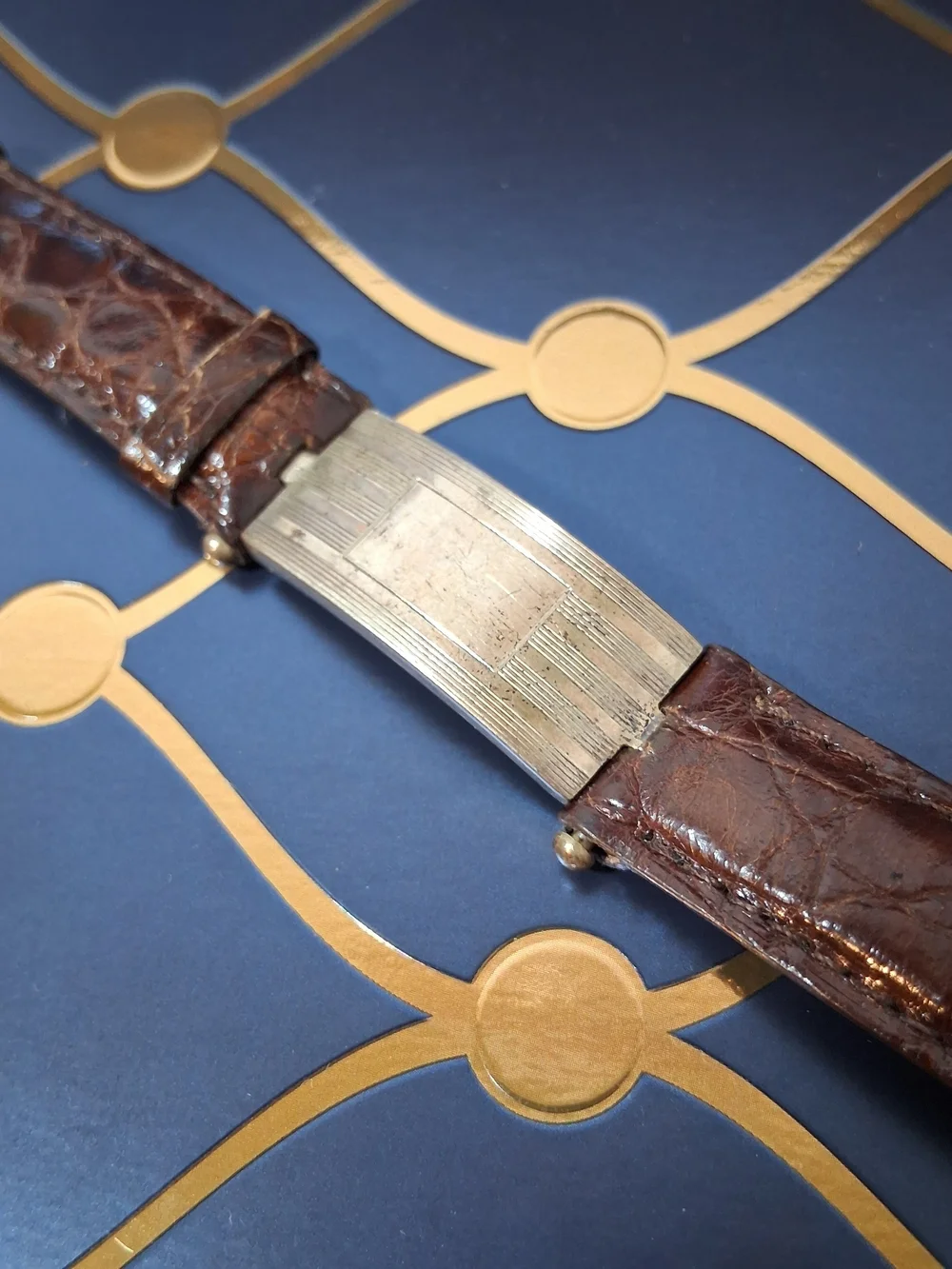 Ralph Lauren Brown Leather Watch Strap with Silver-Tone Plaque
